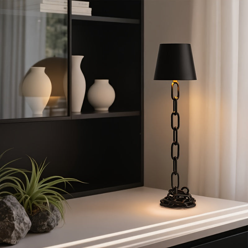 Rechargeable Touch-Control LED Table Lamp with Chain-Link Design