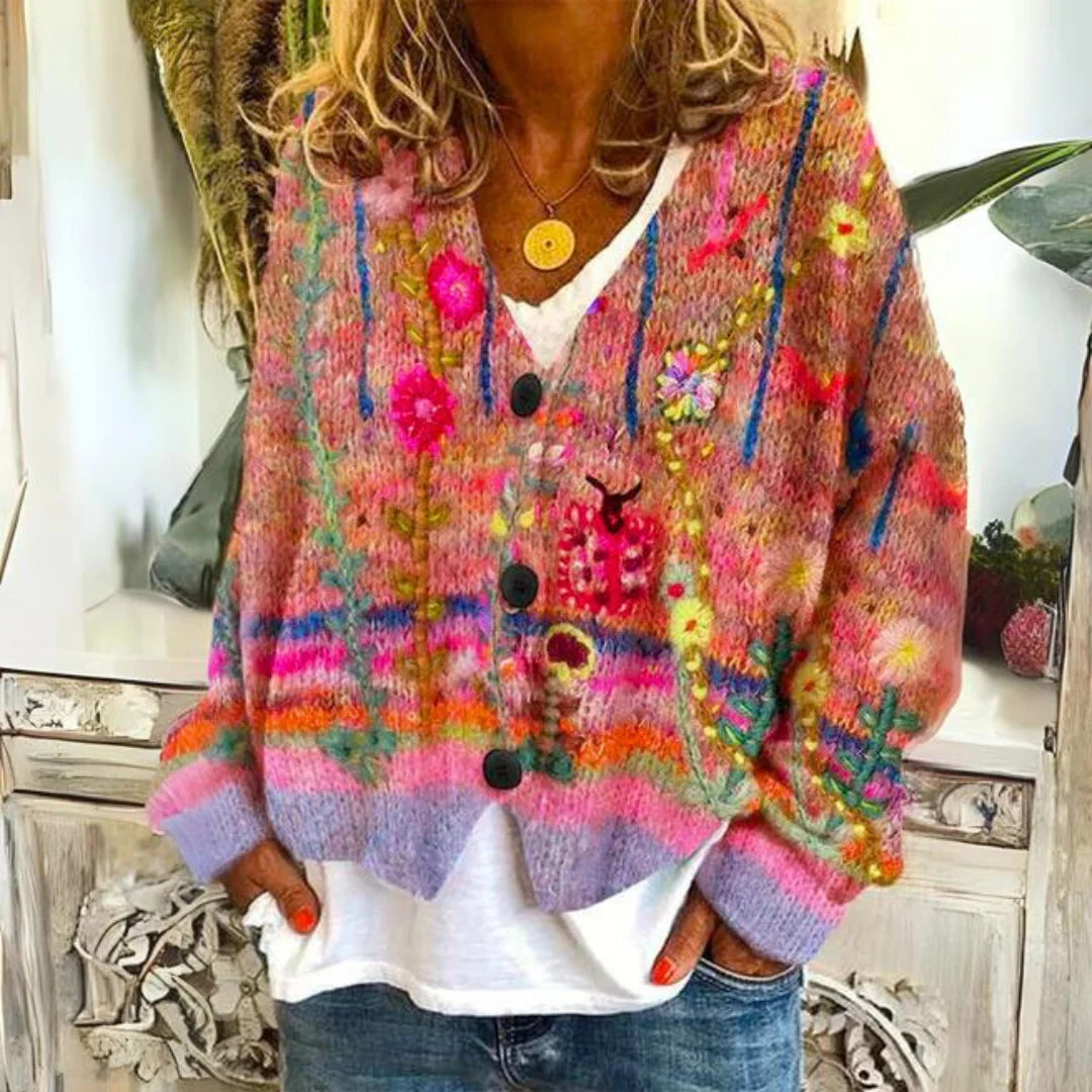 Cardigan Oversized Soft Polyester Graphic Print