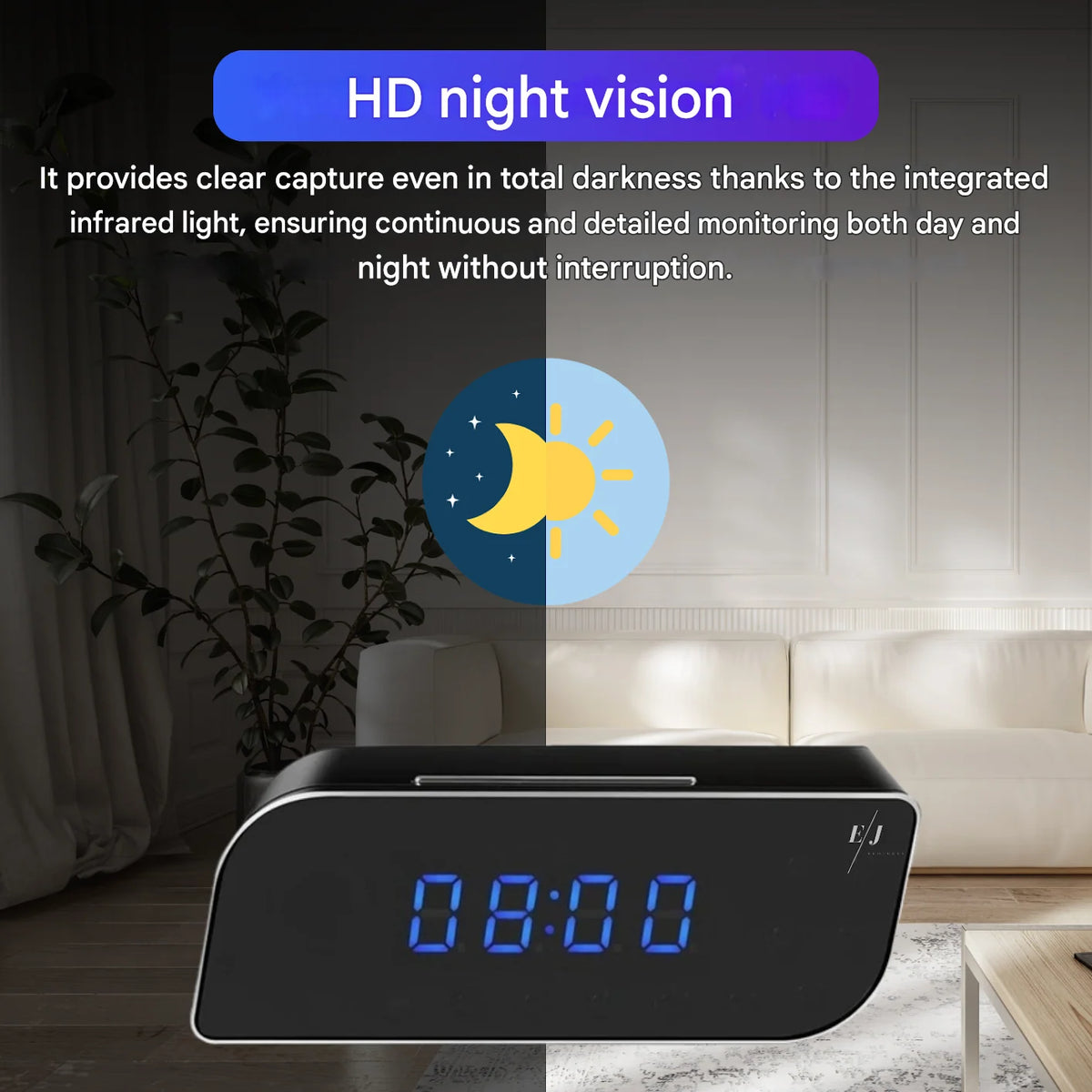 Digital Alarm Clock Hidden Camera HD 1080p Night Vision