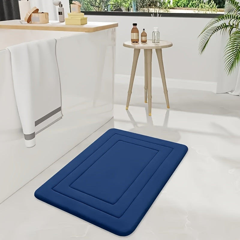Absorbent Coral Fleece & Non-Slip Bath Mat (Elongated)