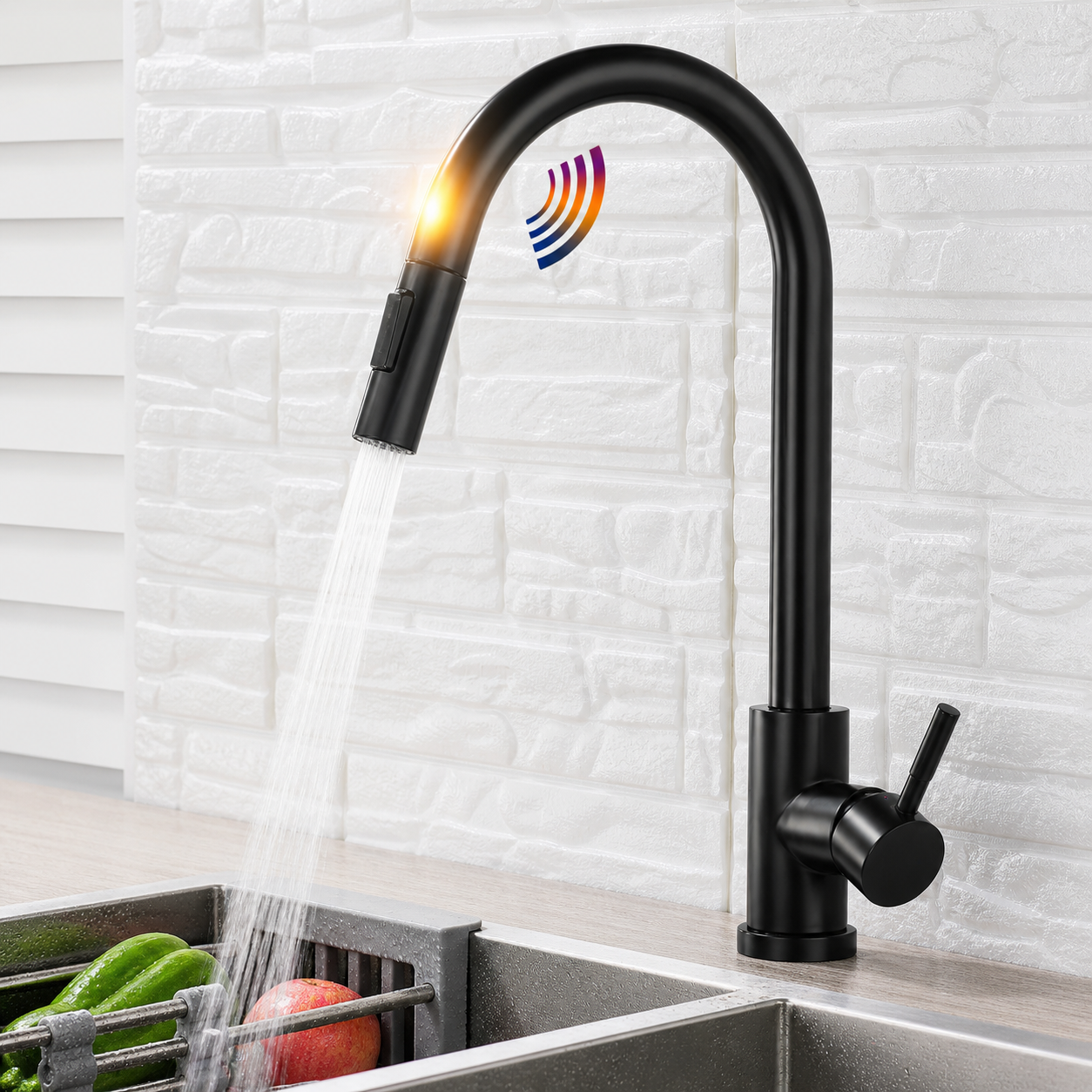 Single Handle Sink Tap with Pull-Out Spray Head for Kitchen
