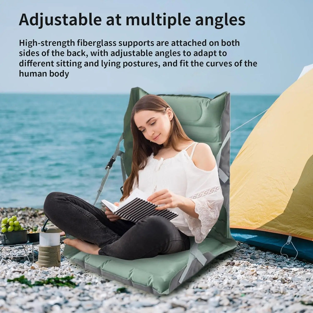 Camping Seat Foldable Inflatable Nylon 353 lb Capacity