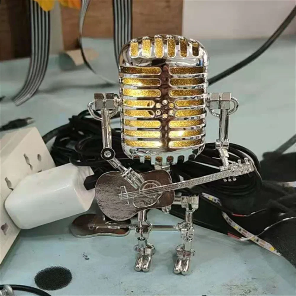 Table Lamp Retro Microphone & Guitar Warm Glow