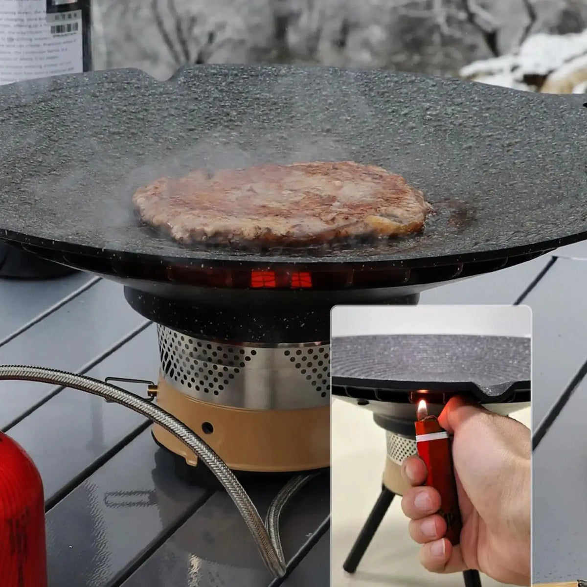 Portable Grill Pan Aluminum Windproof 5mm Base