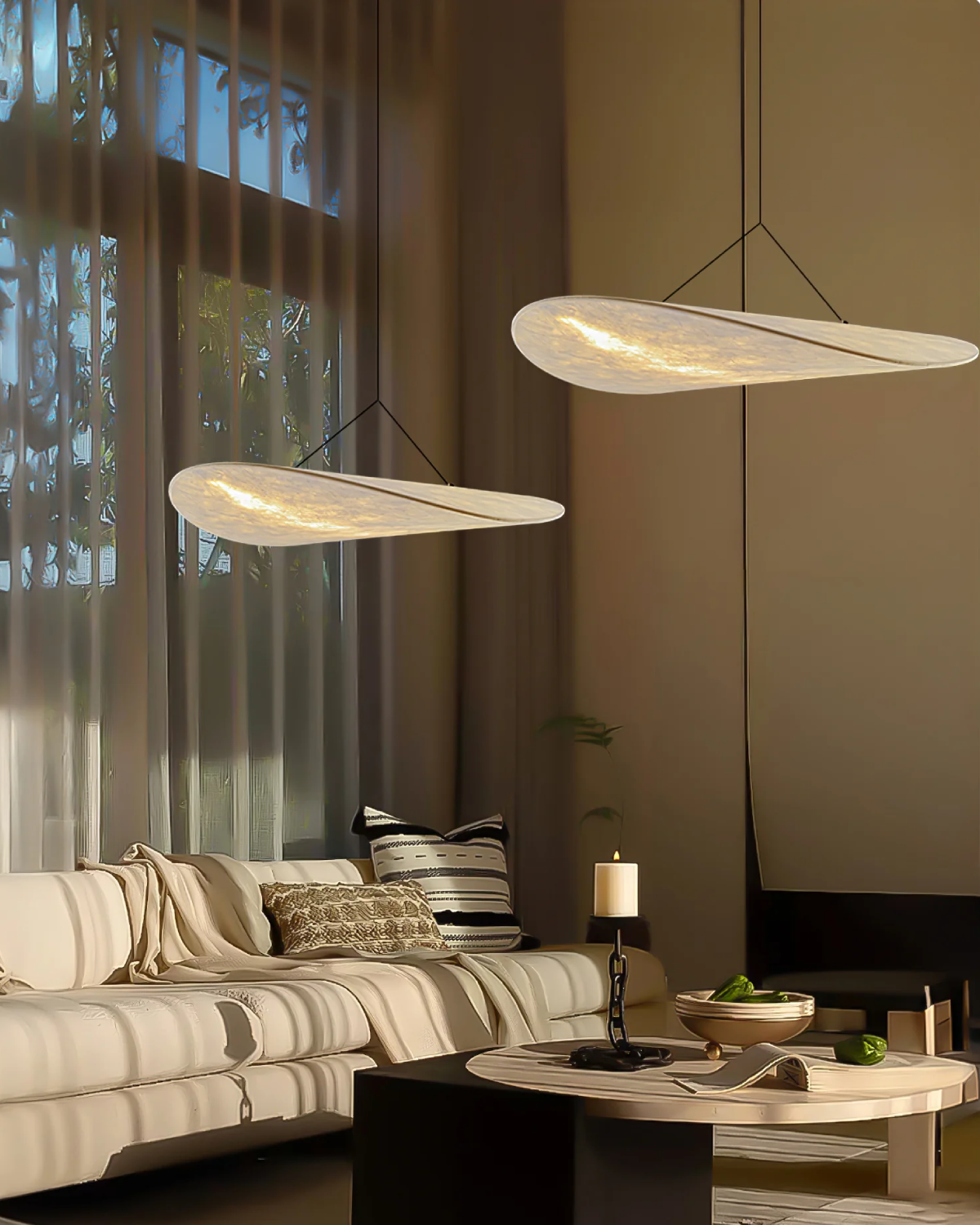 Ribbon-Shaped Warm White Pendant Light (Multiple Sizes)