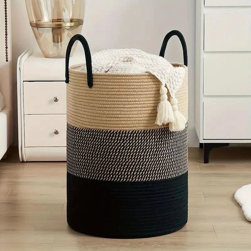 Foldable Woven Rope Laundry Basket – Durable and Chic Organizer