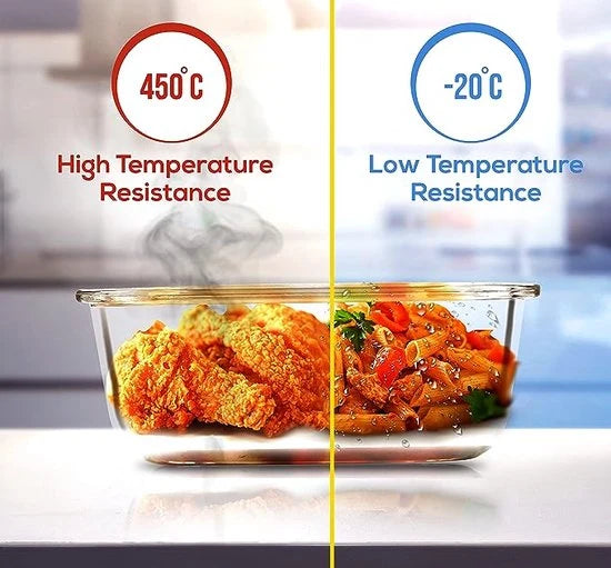 Lunchbox Borosilicate Glass Air-Tight Leak-Proof Oven & Microwave Safe