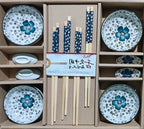 Serenity Blossom 12-Piece Ceramic Dining Set with Chopsticks