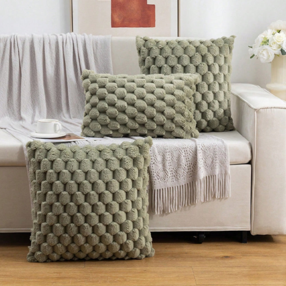 3D Plush Cushion Cover – Soft Weave Design