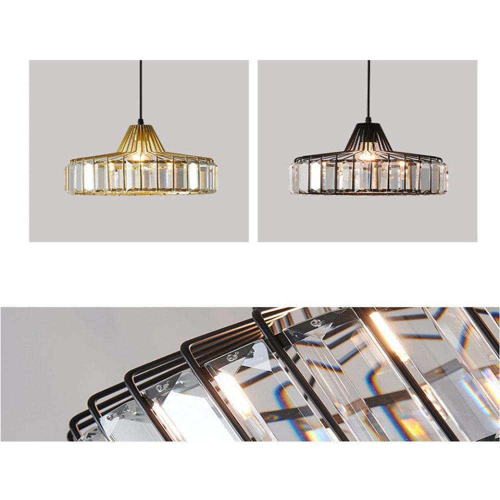 Elegant Hanging Light Fixture with Black Crystal Pendant