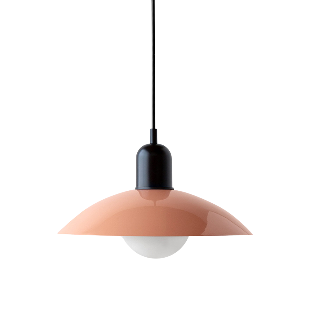 Ceiling Light Fixture with Curved Metal Shade - Hanging Design