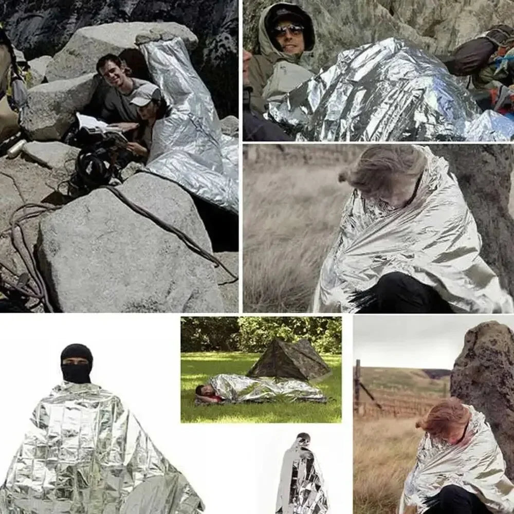 Emergency Poncho Blanket Reflective Insulation Water-Resistant