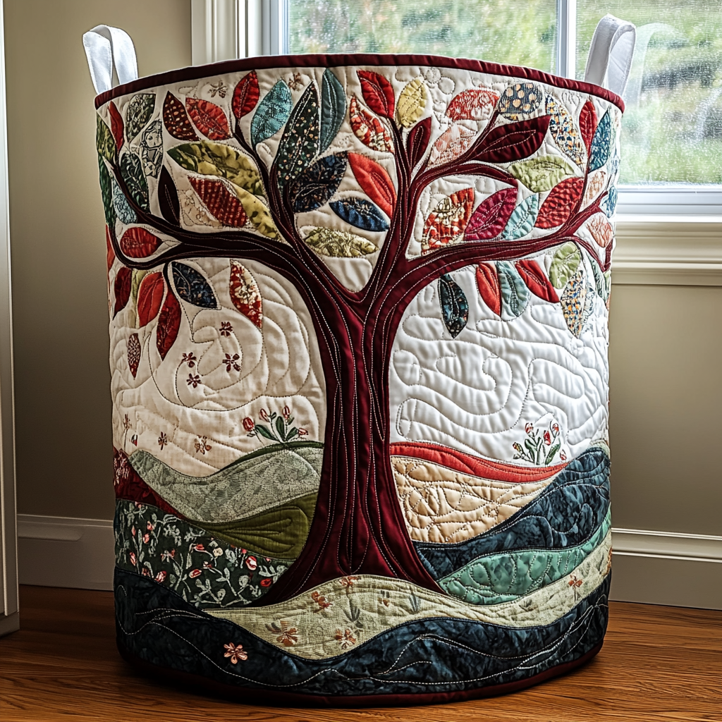 Quilted Cotton-Polyester Self-Standing & Foldable Laundry Basket