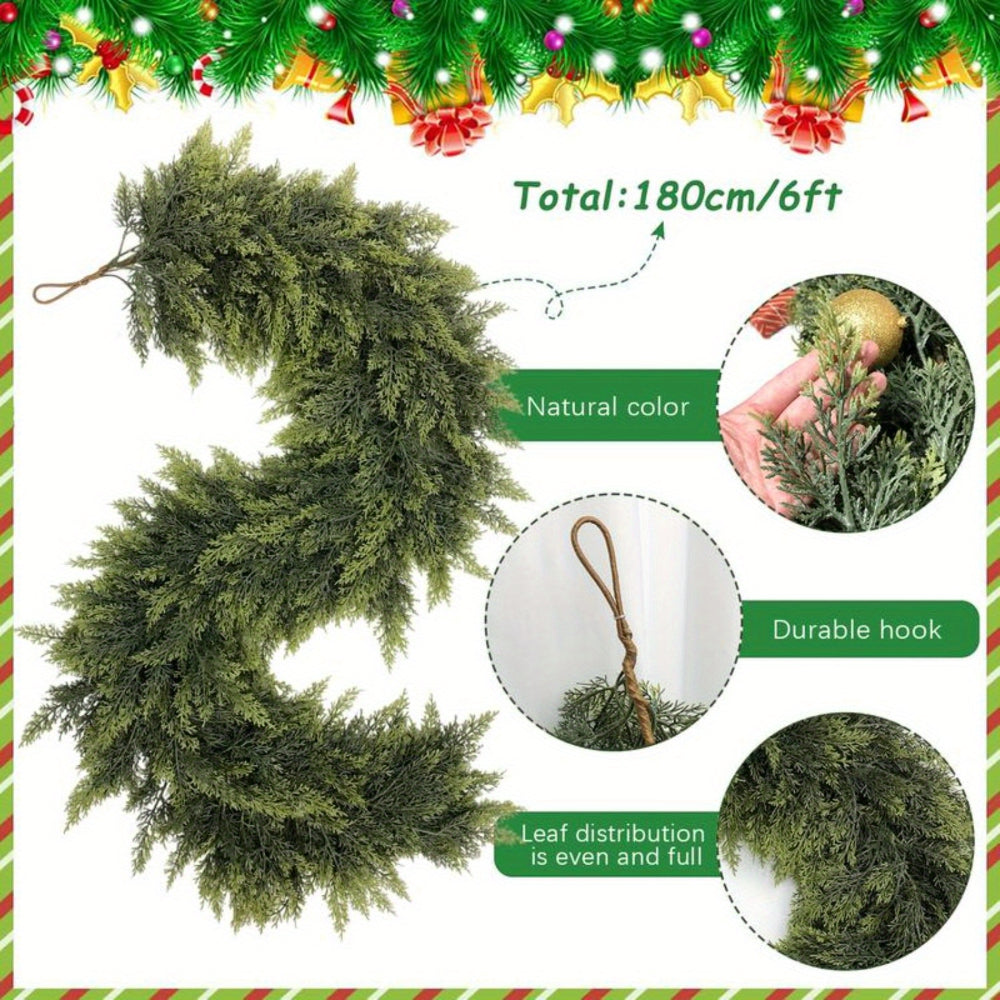 Artificial Green Christmas Garland for Mantle and Stair Decoration