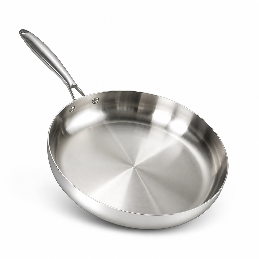 Three-Layer 316 Stainless Steel Frying Pan (Induction & Oven Compatible)