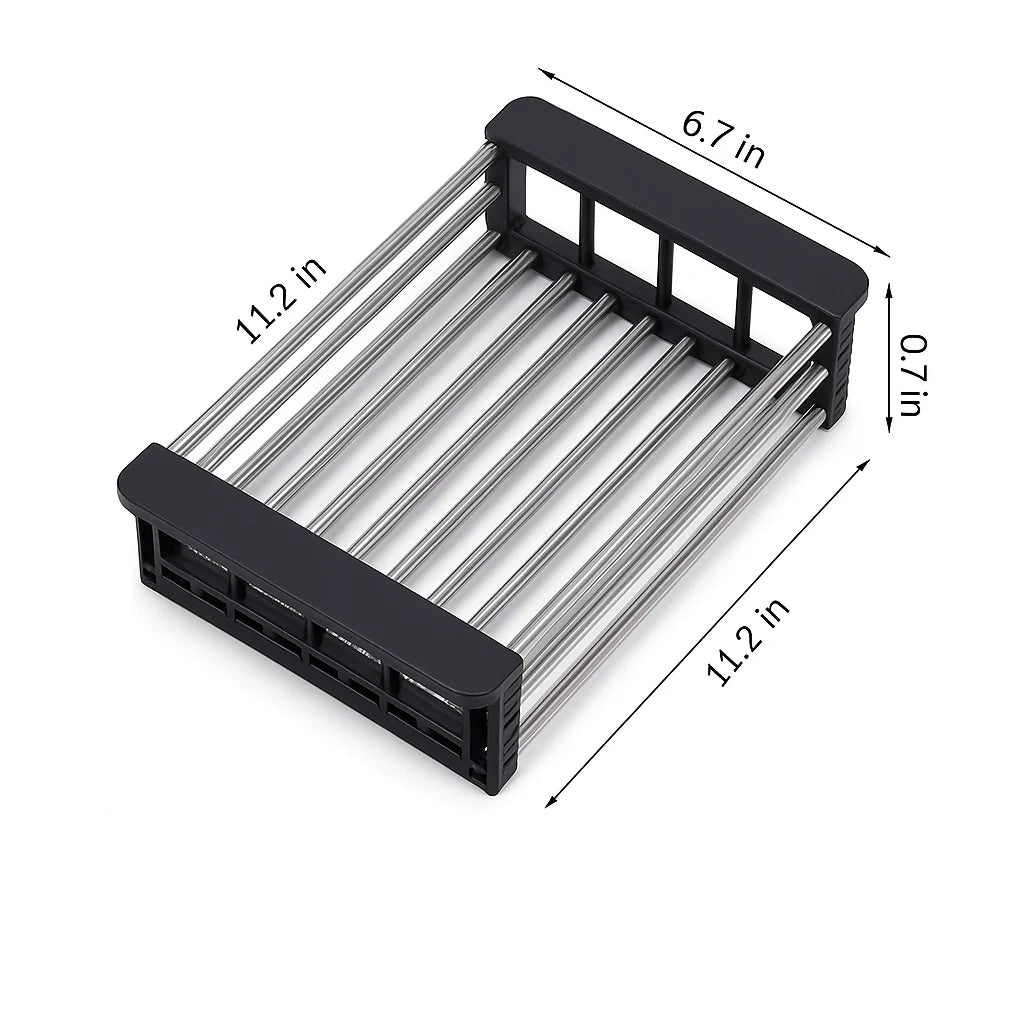 Over-Sink Dish Drainer Adjustable Stainless Steel & Non-Slip
