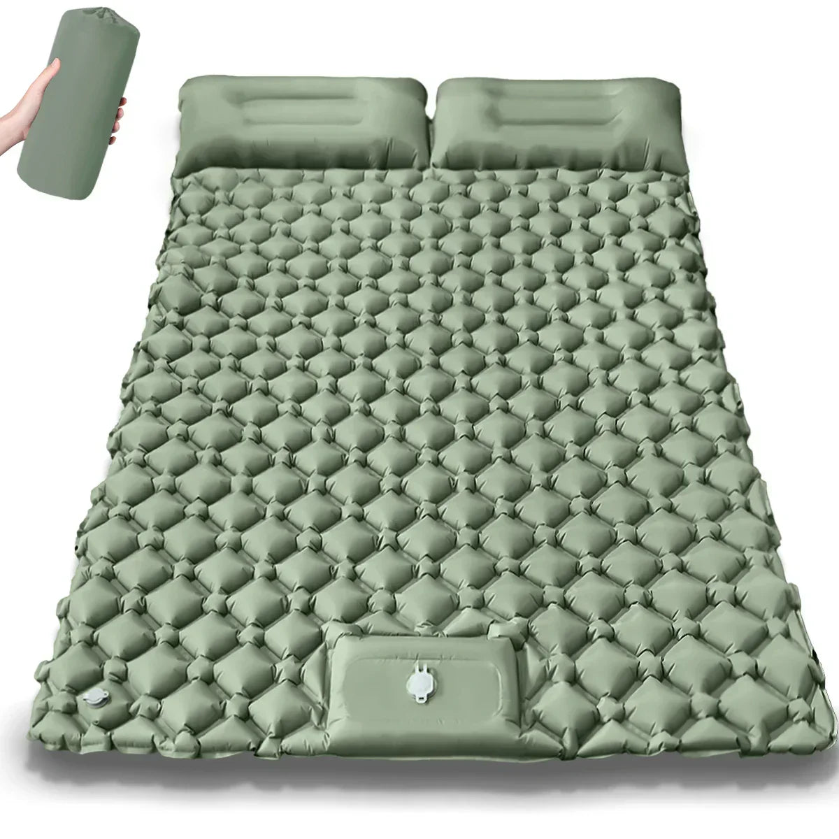 Camping Air Mattress Extra-Wide Diamond Top Dual Valve