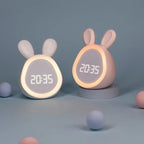 Children's Alarm Clock Rabbit Night Light USB Rechargeable Stepless Dimming