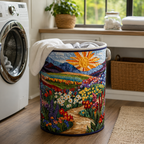 Quilted Cotton-Polyester Self-Standing & Foldable Laundry Basket