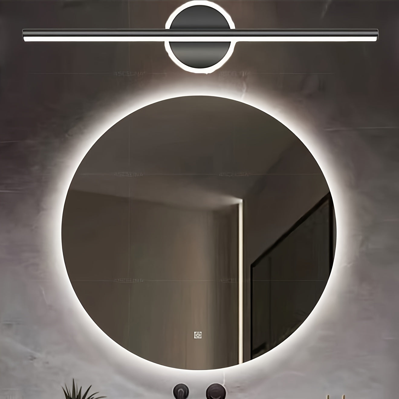 Minimalist Wall Lamp with LED Mirror – Black and Gold Design