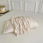 Pleated Floral Textured Duvet Cover Set (Zipper & Corner Ties)