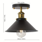 Vintage Metal Ceiling Light Fixture – Black Semi Flush Mount