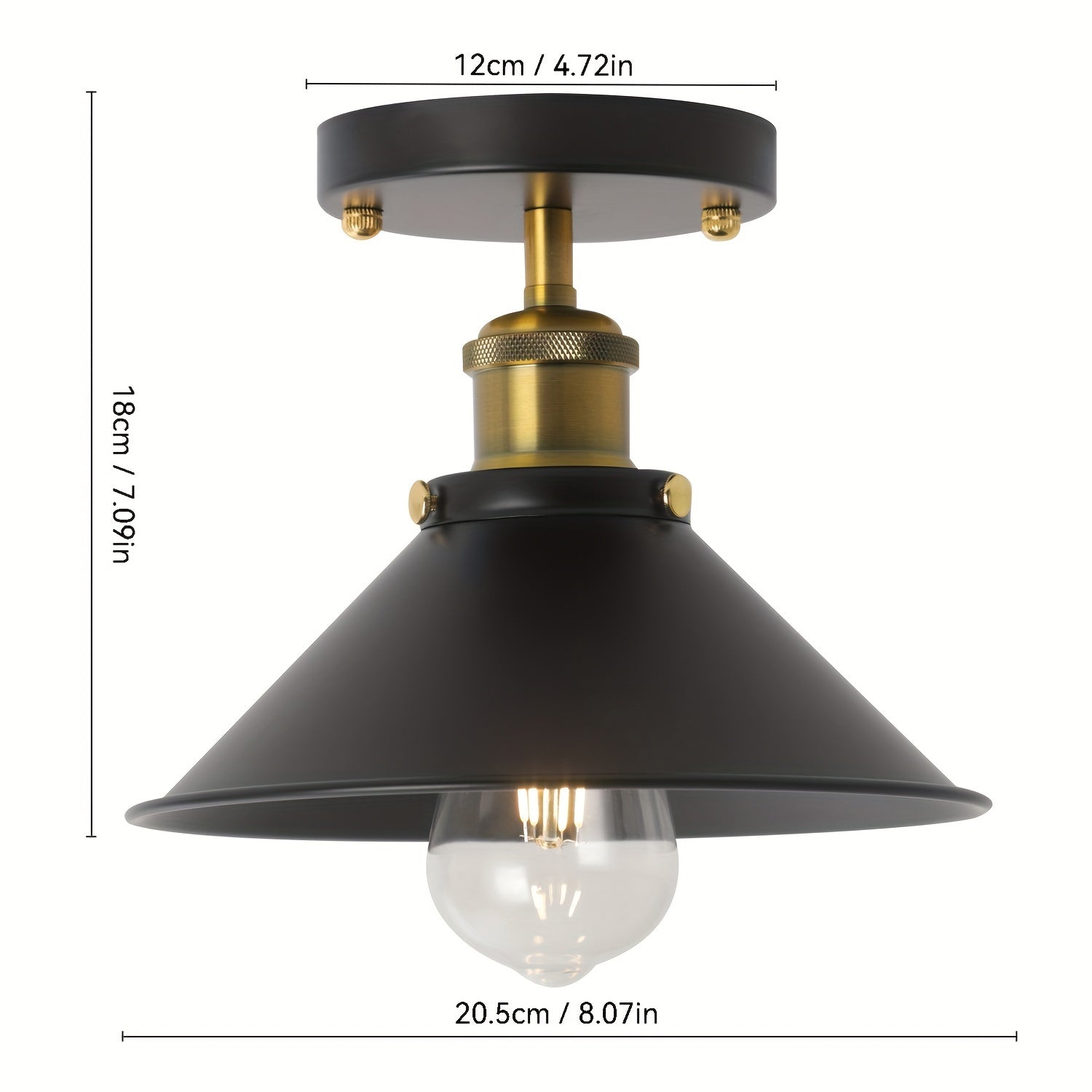Vintage Metal Ceiling Light Fixture – Black Semi Flush Mount