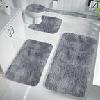 Absorbent Polyester Non-Slip Machine-Washable Bathroom Rug Set (4-Piece)