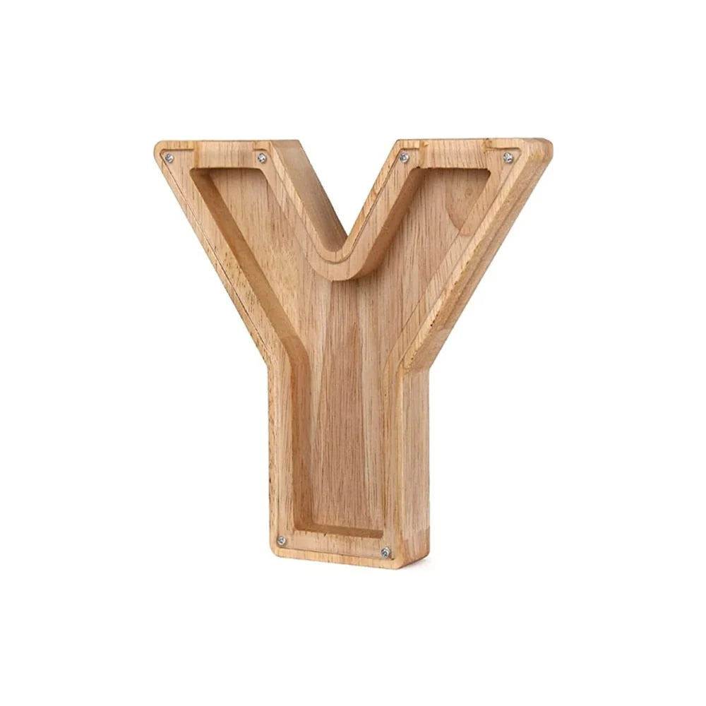 Piggy Bank Personalized Letter Sustainable Wood & Acrylic