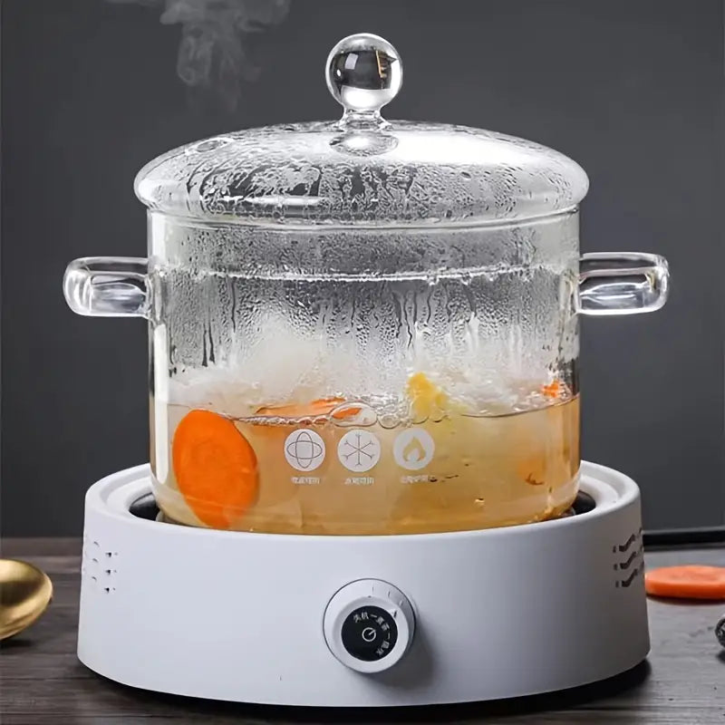 Glass Casserole Pot Transparent & Heat-Resistant Double Handles