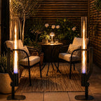Space-Saving Visible Vertical Flame Outdoor Pellet Heater