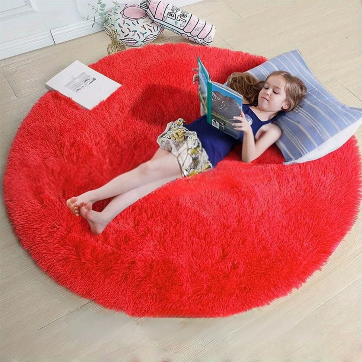 Round Fluffy Rug Ultra-Soft Polyester Non-Slip & Machine Washable