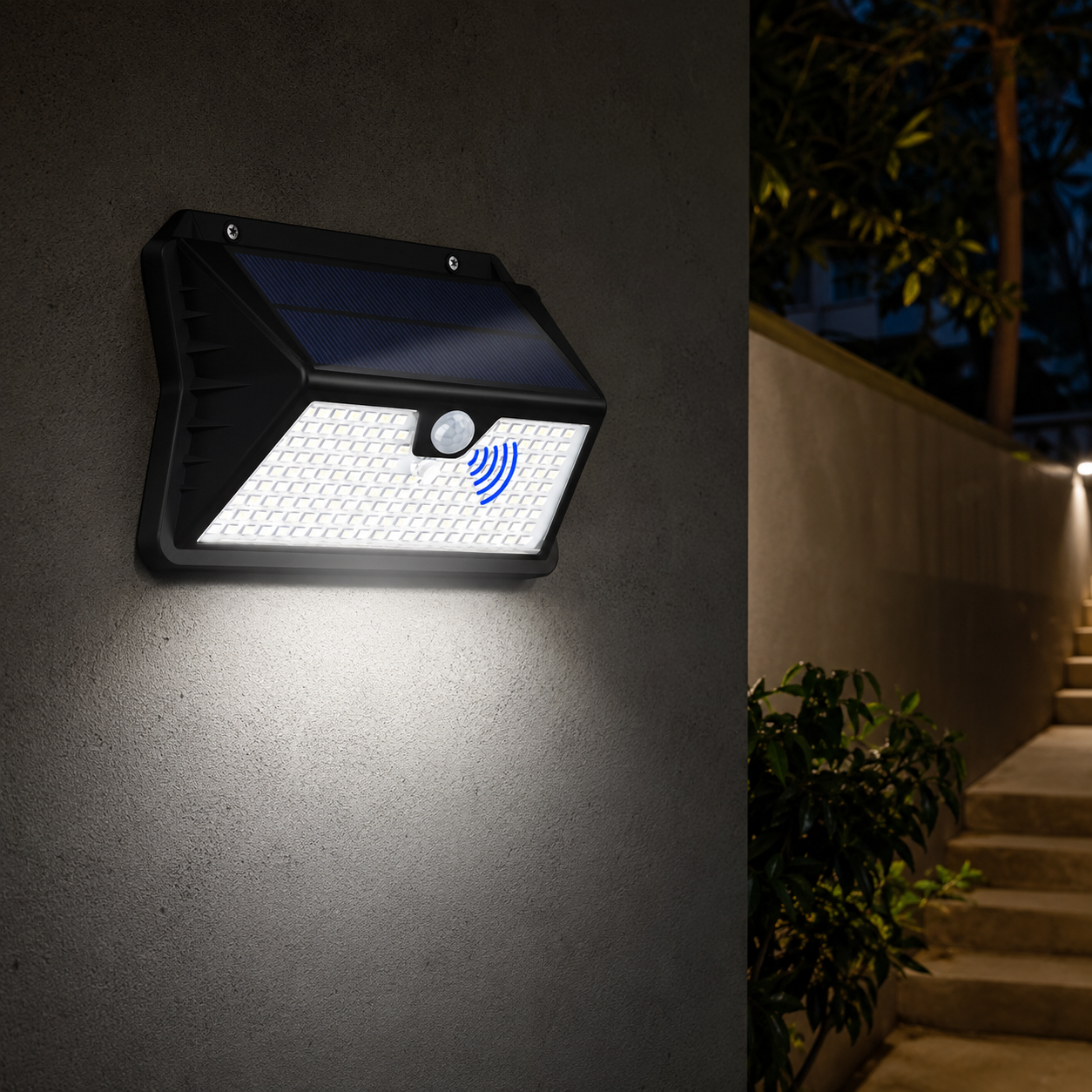 Solar Motion Sensor LED Outdoor Wall Light
