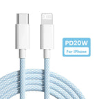 USB-C To Lightning Cable Fast Charging Braided Nylon 2-Pack
