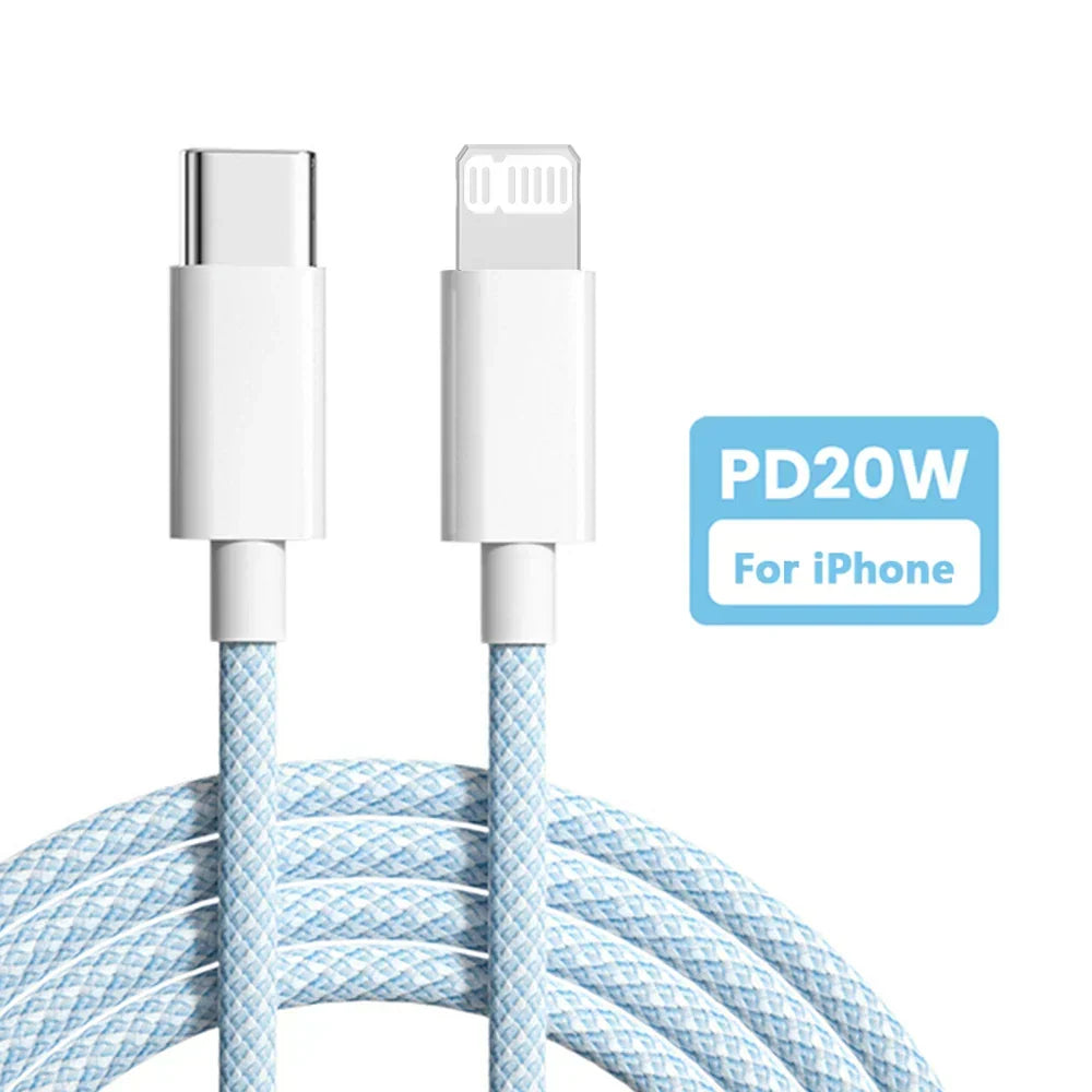 USB-C To Lightning Cable Fast Charging Braided Nylon 2-Pack