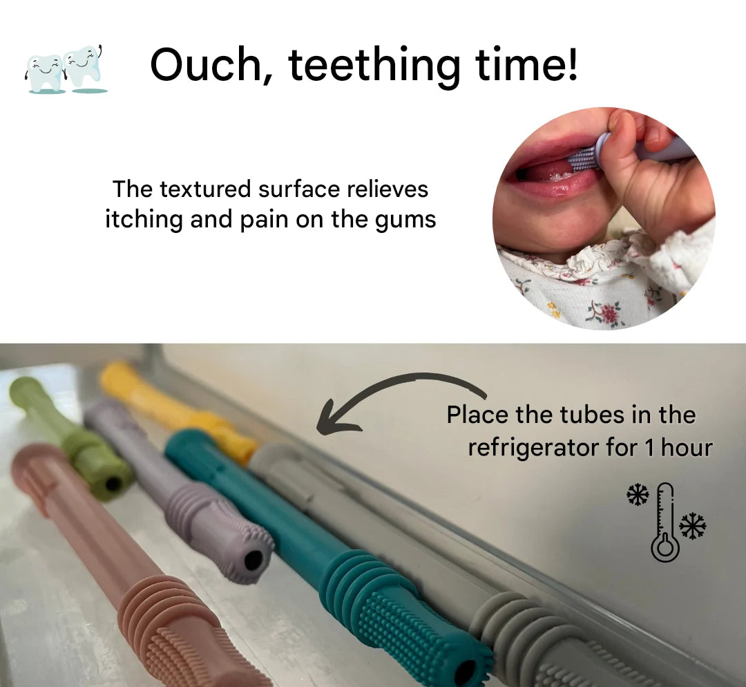 Teething Tube Textured Silicone Soothes Gums