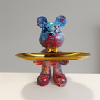 Tabletop Figure of Graffiti Bear with Gold Tray Ornament