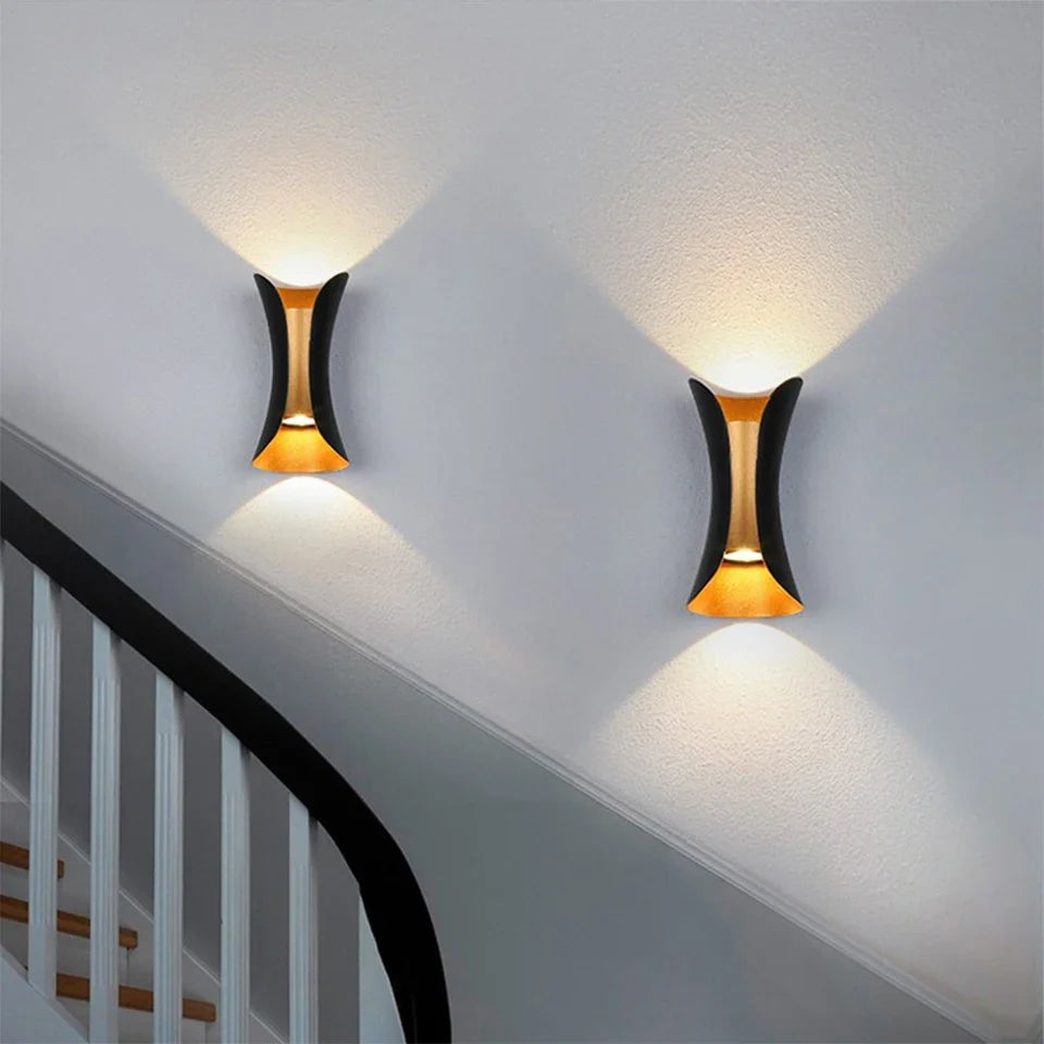 Waterproof LED Wall Lamp – Black and Gold Up & Down Light