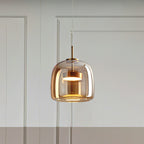 Brass Fitting Clear Glass Pendant Light in Round Shape