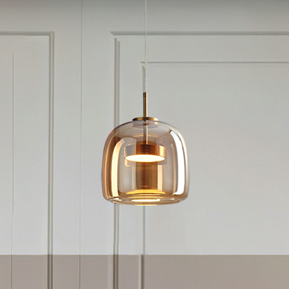 Brass Fitting Clear Glass Pendant Light in Round Shape