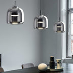 Brass Fitting Clear Glass Pendant Light in Round Shape