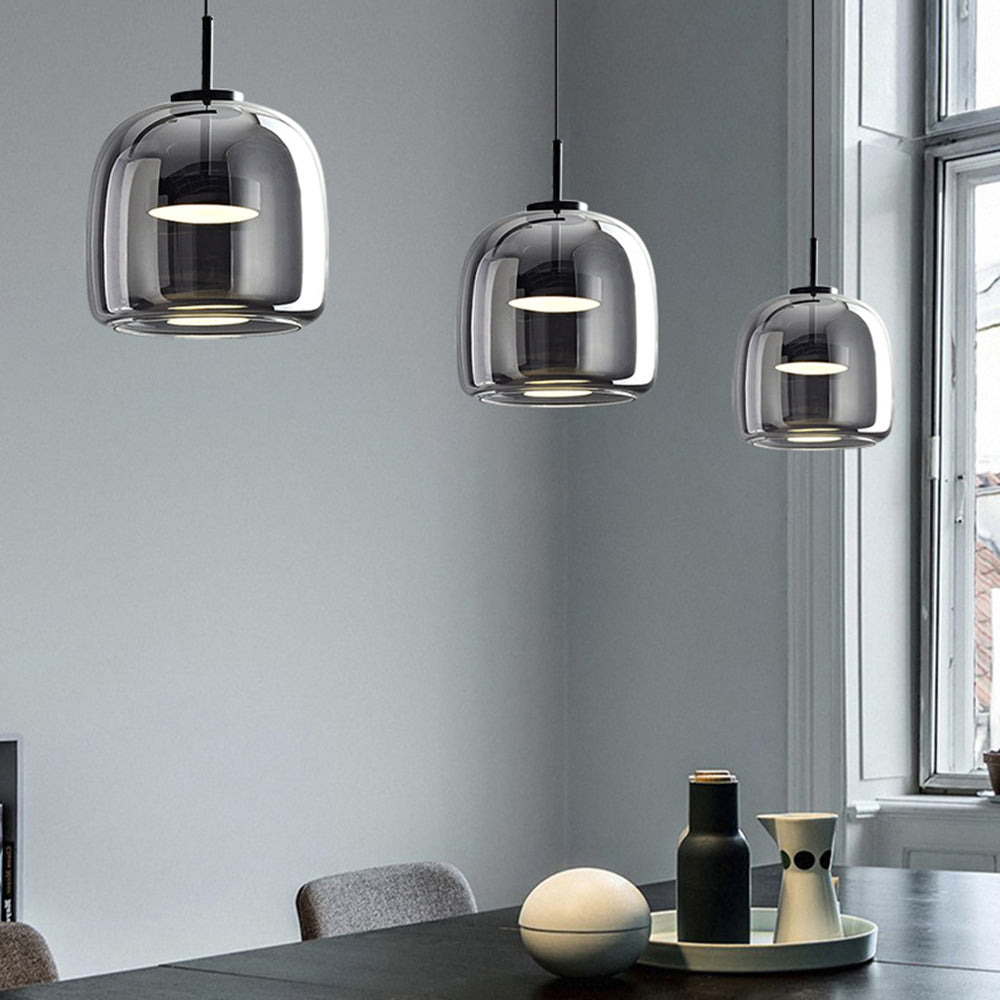 Brass Fitting Clear Glass Pendant Light in Round Shape