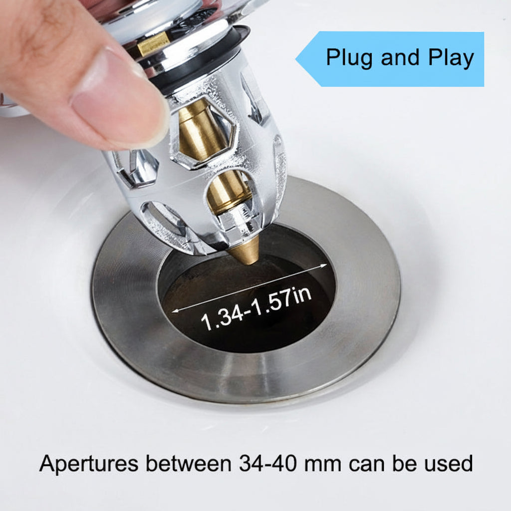 Stainless Steel Pop-Up Drain Stopper for Bathroom – Anti-Clog Plug
