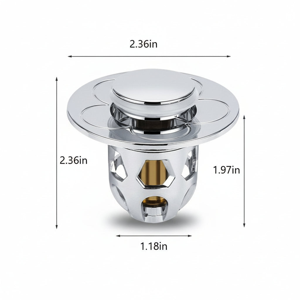 Stainless Steel Pop-Up Drain Stopper for Bathroom – Anti-Clog Plug