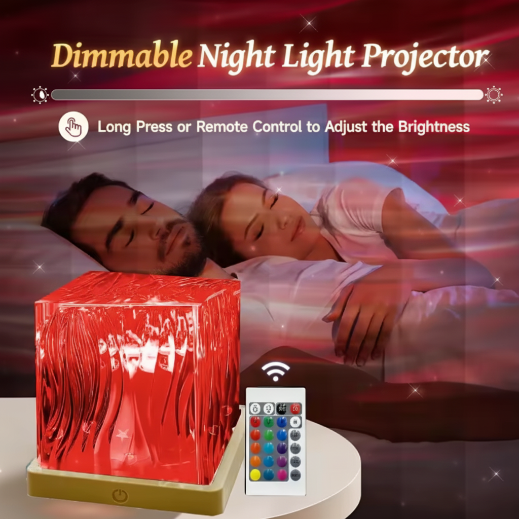 Crystal Projector Lamp with RGB LED Night Light for Bedroom Decor