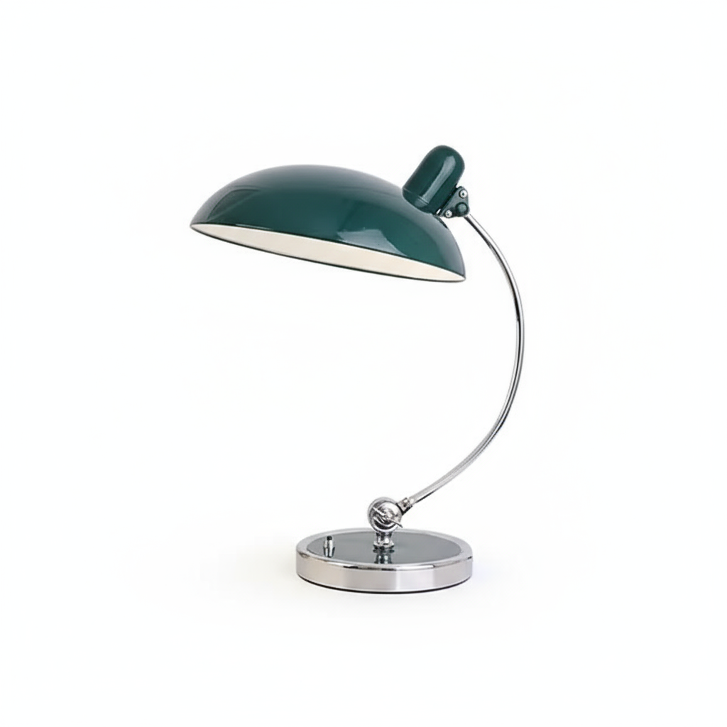 Curved Metal Table Lamp with Bauhaus Inspiration in Scandinavian Style