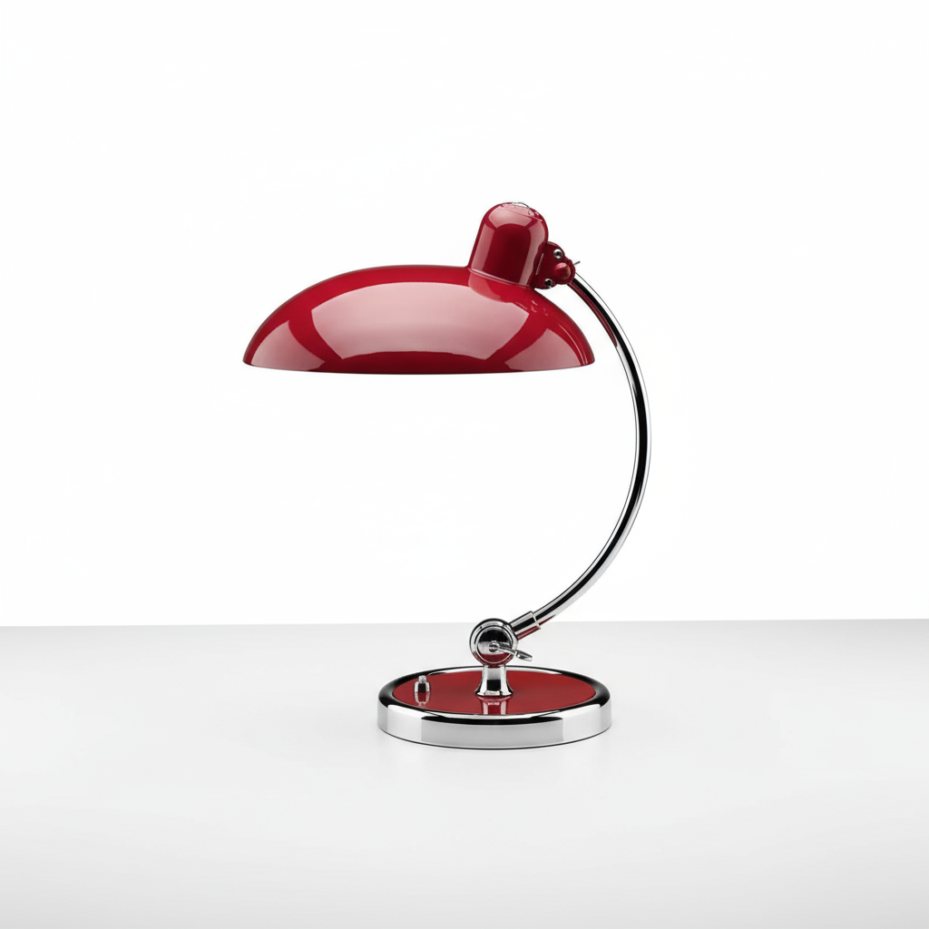 Curved Metal Table Lamp with Bauhaus Inspiration in Scandinavian Style