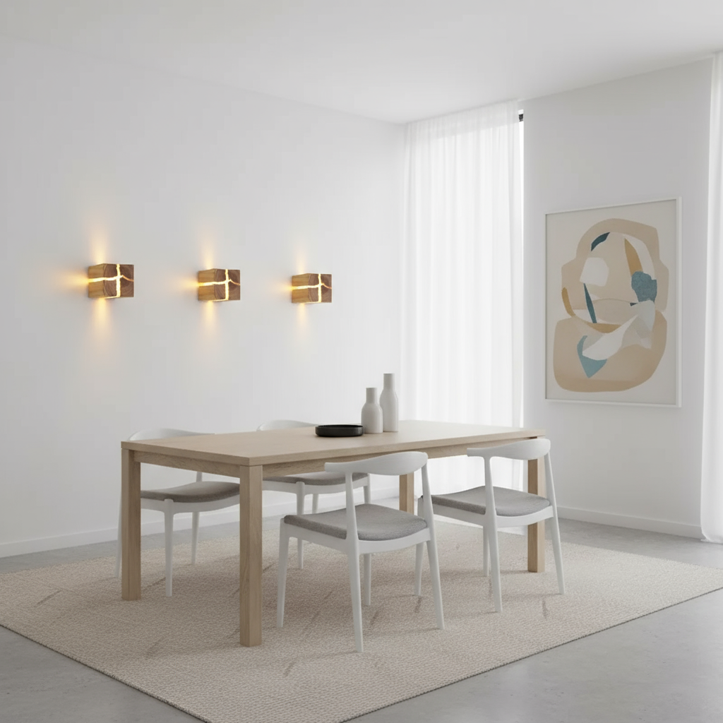 Handcrafted Wall Light in Solid Wood with Resin Detailing