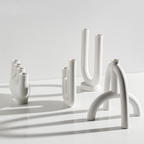 Modern Minimalist Matte White Candle Holders – Abstract Design for Home Decor