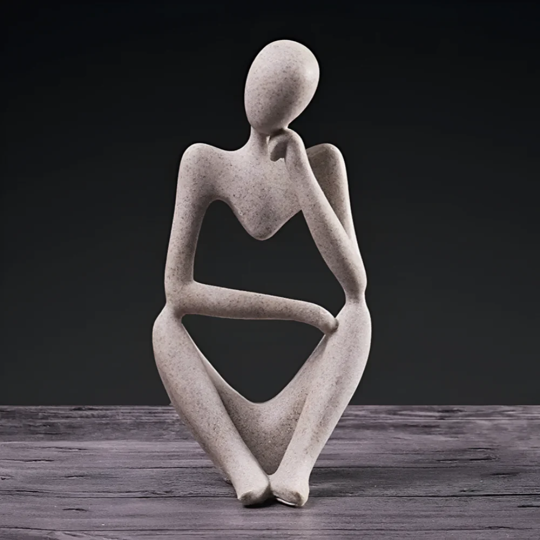 Minimalist Abstract Sculpture of a Thinking Man – Contemporary Home Decor